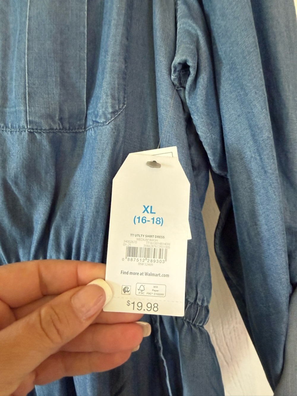 Light Blue Denim Shirt Dress with Drawstring Waist - Picture 6 of 8